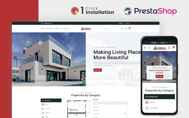Axria - Real Estate Agency Prestashop Theme PrestaShop Theme
