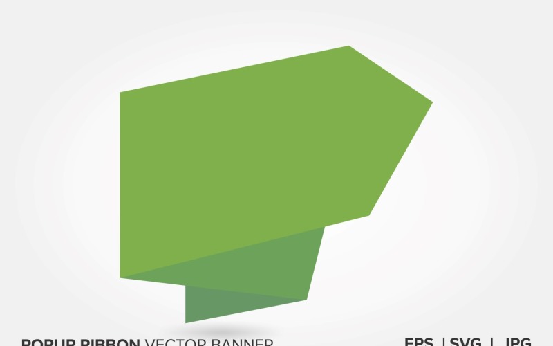 Green Color Popup Ribbon Vector Banner Vector Graphic