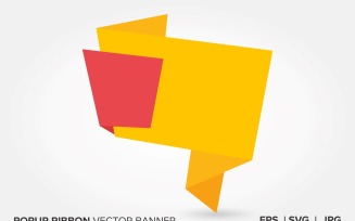 Red And Yellow Color Popup Ribbon Vector Banner
