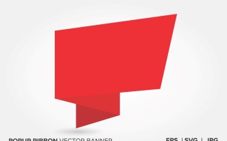 Red Color Popup Ribbon Vector Banner