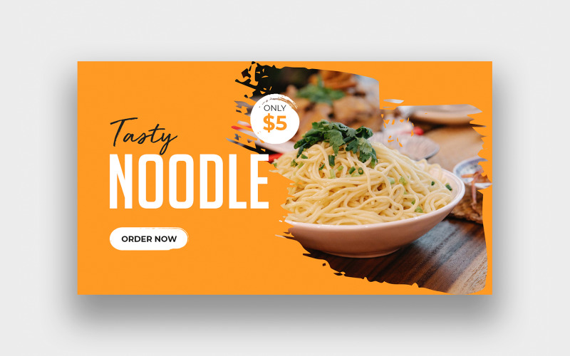 Tasty Food Noodle YouTube Thumbnail Template Social Media