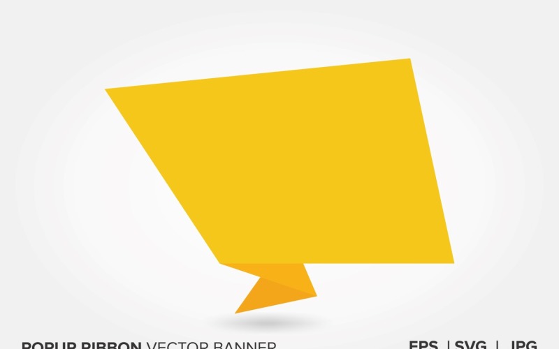 Yellow Color Popup Ribbon Vector Banner. Vector Graphic