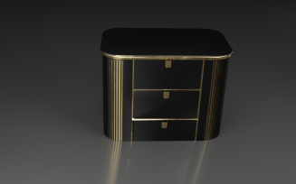 Bedside Table Black And Gold Free 3D Models