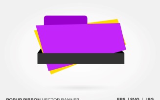 Black And Purple Color Popup Ribbon Vector Banner