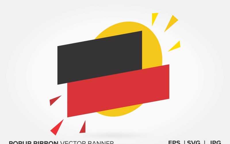 Black And Red Color Popup Ribbon Vector Banner Vector Graphic