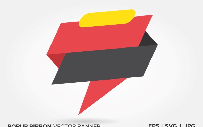 Black And Yellow Color Popup Ribbon Vector Banner. Vector Graphic