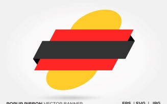 Black And Yellow Color Popup Ribbon Vector Banner