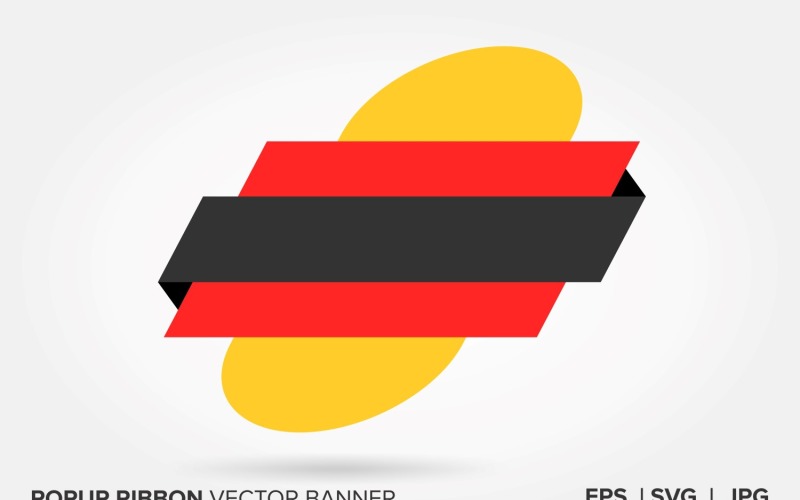 Black And Yellow Color Popup Ribbon Vector Banner Vector Graphic