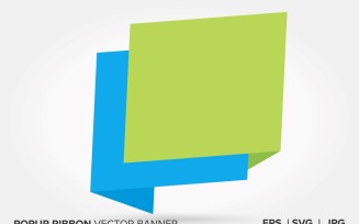 Blue And Light Green Color Popup Ribbon Vector Banner