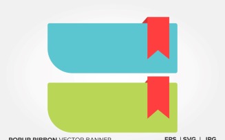 Blue And Light Green Color Popup Ribbon Vector Banner