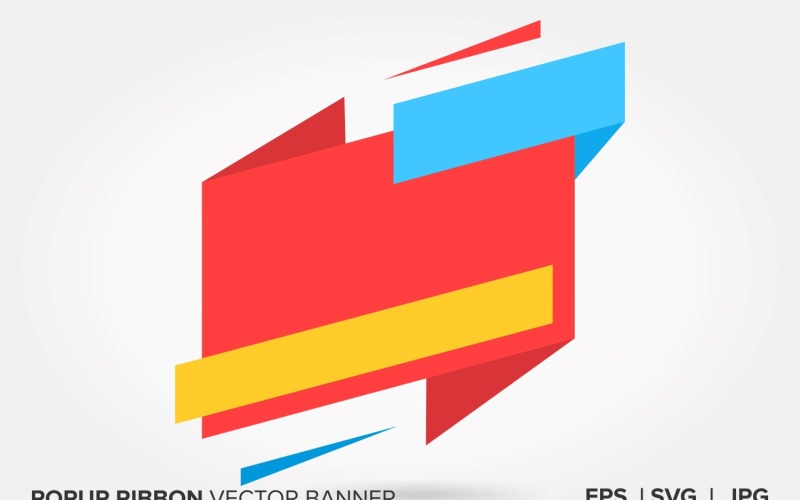 Blue And Red Color Popup Ribbon Vector Banner Vector Graphic
