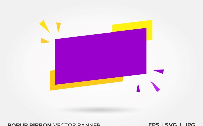 Dark Yellow And Purple Color Popup Ribbon Vector Banner Vector Graphic