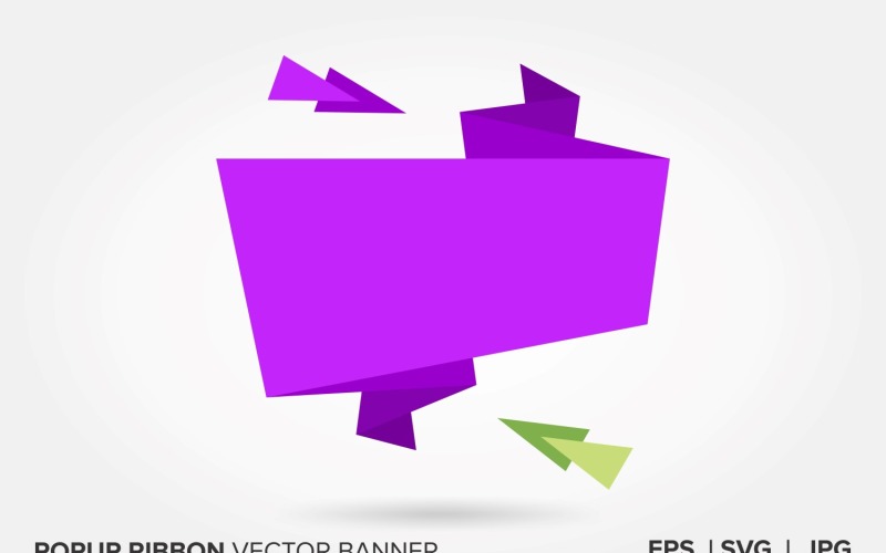 Green And Purple Color Popup Ribbon Vector Banner Vector Graphic
