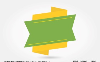 Green And Yellow Color Popup Ribbon Vector Banner