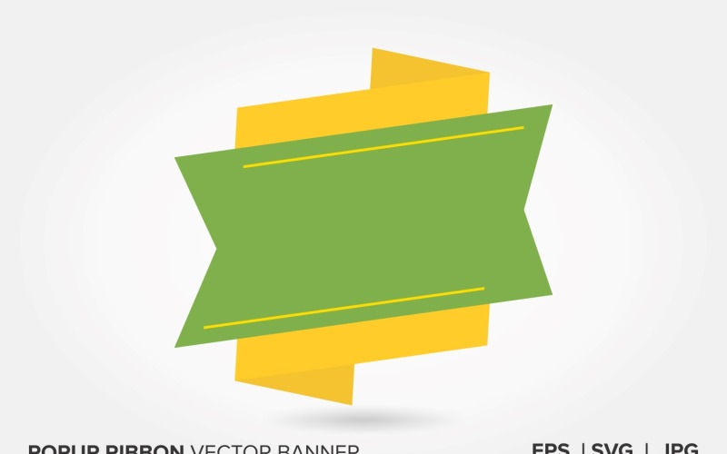Green And Yellow Color Popup Ribbon Vector Banner Vector Graphic