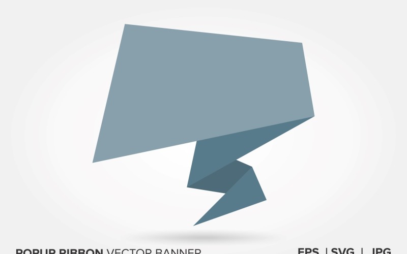 Grey Color Popup Ribbon Vector Banner Vector Graphic