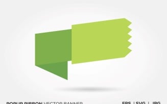 Light Green And Green Color Popup Ribbon Vector Banner