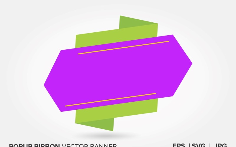 Light Green And Purple Color Popup Ribbon Vector Banner. Vector Graphic
