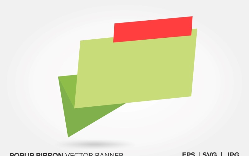 Light Green And Red Color Popup Ribbon Vector Banner Vector Graphic
