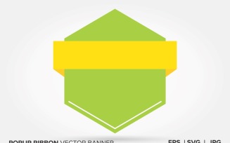 Light Green And Yellow Color Popup Ribbon Vector Banner