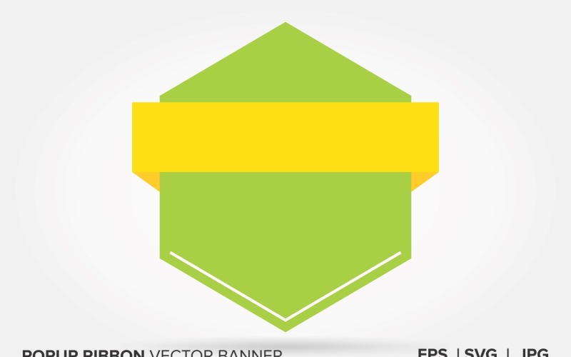 Light Green And Yellow Color Popup Ribbon Vector Banner Vector Graphic