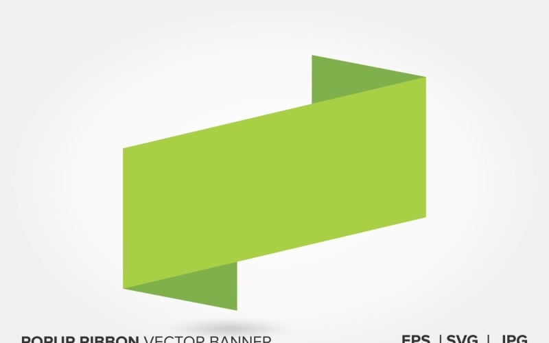 Light Green Color Popup Ribbon Vector Banner. Vector Graphic