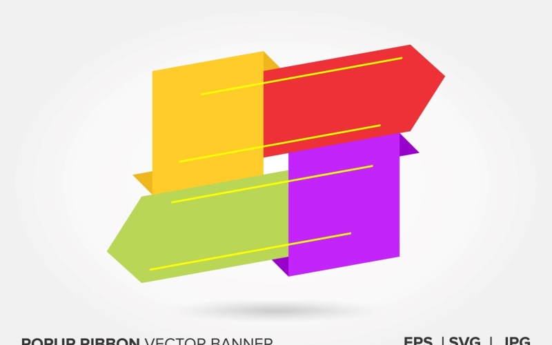 Multi Color Popup Ribbon Vector Banner Vector Graphic