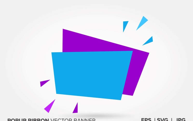 Purple And Blue Color Popup Ribbon Vector Banner Vector Graphic