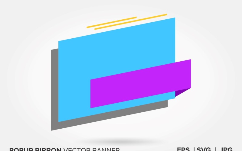Purple And Sky Blue Color Popup Ribbon Vector Banner Vector Graphic