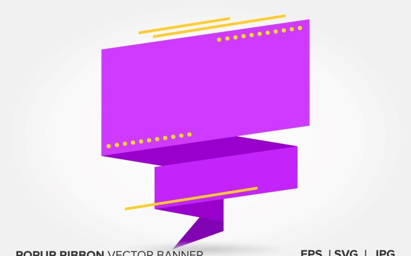 Purple And Yellow Color Popup Ribbon Vector Banner Vector Graphic