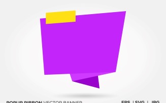 Purple And Yellow Color Popup Ribbon Vector Banner