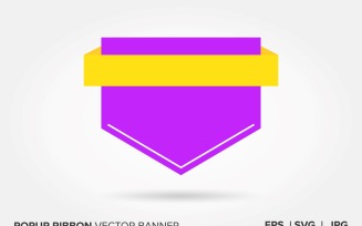Purple And Yellow Color Popup Ribbon Vector Banner