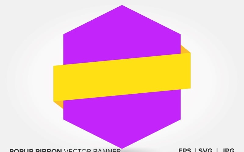 Purple And Yellow Color Popup Ribbon Vector Banner Vector Graphic