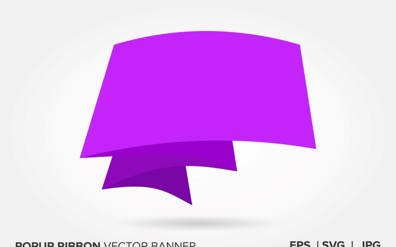 Purple Color Popup Ribbon Vector Banner Vector Graphic