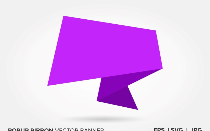 Purple Color Popup Ribbon Vector Banner. Vector Graphic