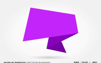 Purple Color Popup Ribbon Vector Banner.