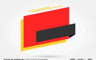 Red And Black Color Popup Ribbon Vector Banner
