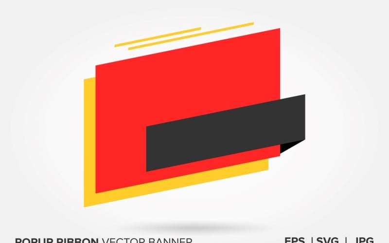 Red And Black Color Popup Ribbon Vector Banner Vector Graphic