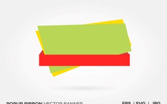 Red And Light Green Color Popup Ribbon Vector Banner