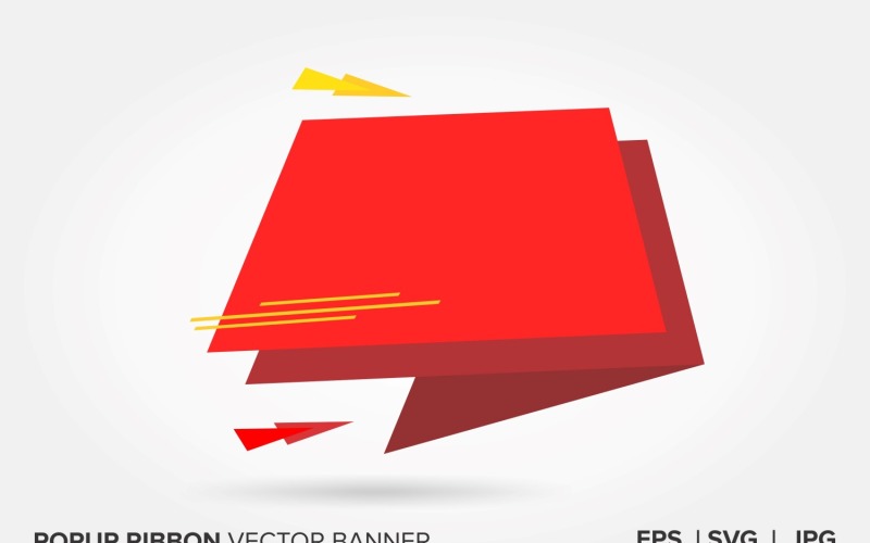 Red And Maroon Color Popup Ribbon Vector Banner Vector Graphic
