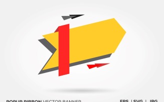 Red And Yellow Color Popup Ribbon Vector Banner .