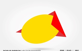 Red And Yellow Color Popup Ribbon Vector Banner