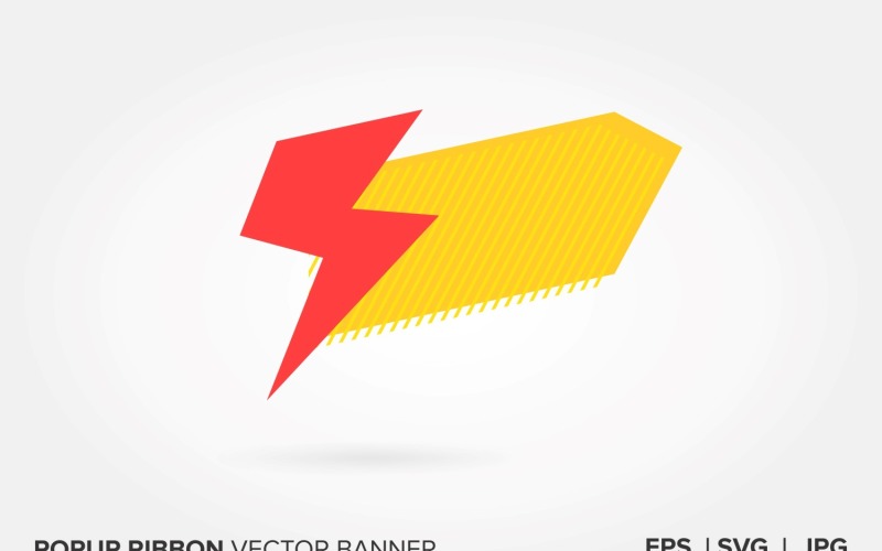 Red And Yellow Color Popup Ribbon Vector Banner. Vector Graphic