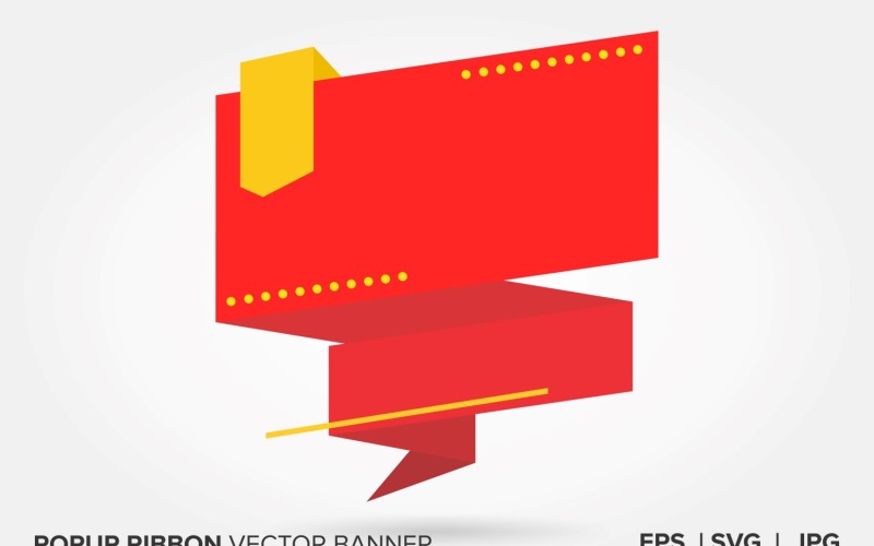 Red And Yellow Color Popup Ribbon Vector Banner Vector Graphic