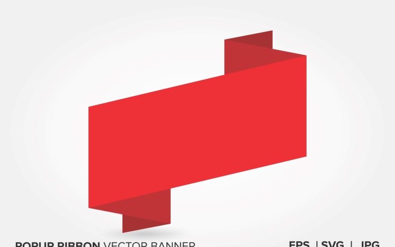Red Color Popup Ribbon Vector Banner . Vector Graphic