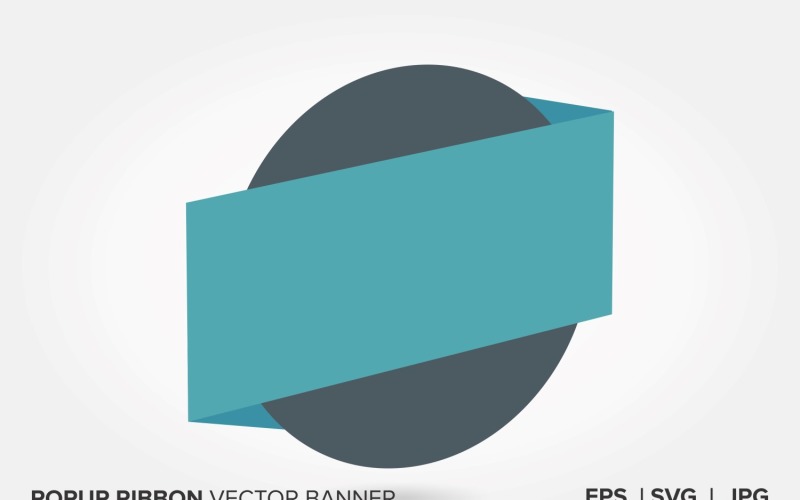 Teal And Dark Grey Color Popup Ribbon Vector Banner Vector Graphic