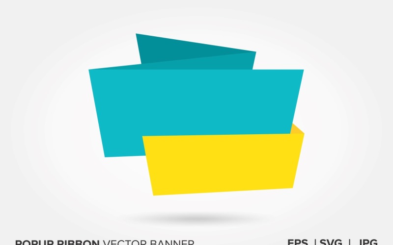 Turquoise And Yellow Color Popup Ribbon Vector Banner Vector Graphic