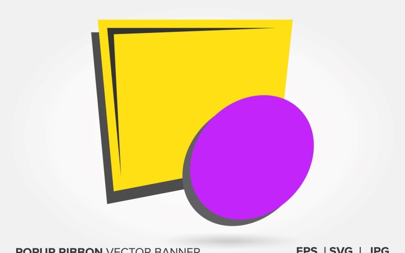 Yellow And Black Color Popup Ribbon Vector Banner Vector Graphic