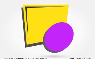 Yellow And Black Color Popup Ribbon Vector Banner
