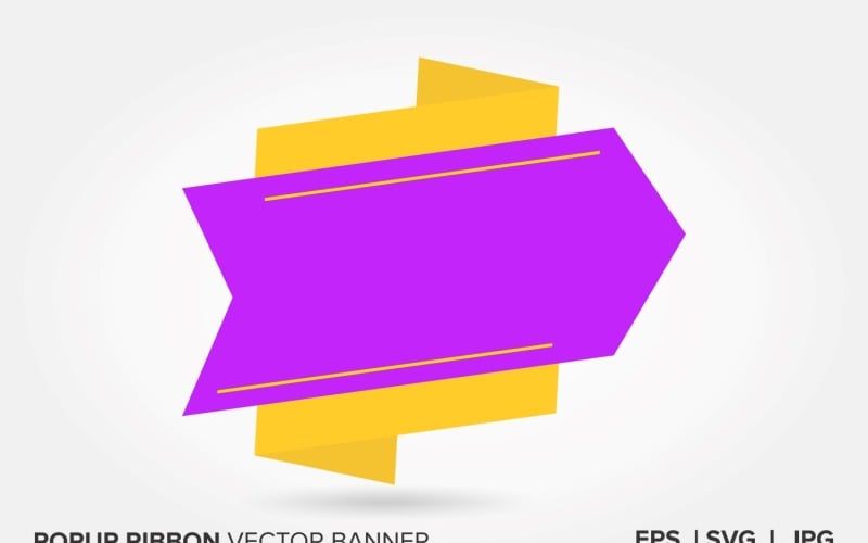Yellow And Purple Color Popup Ribbon Vector Banner. Vector Graphic